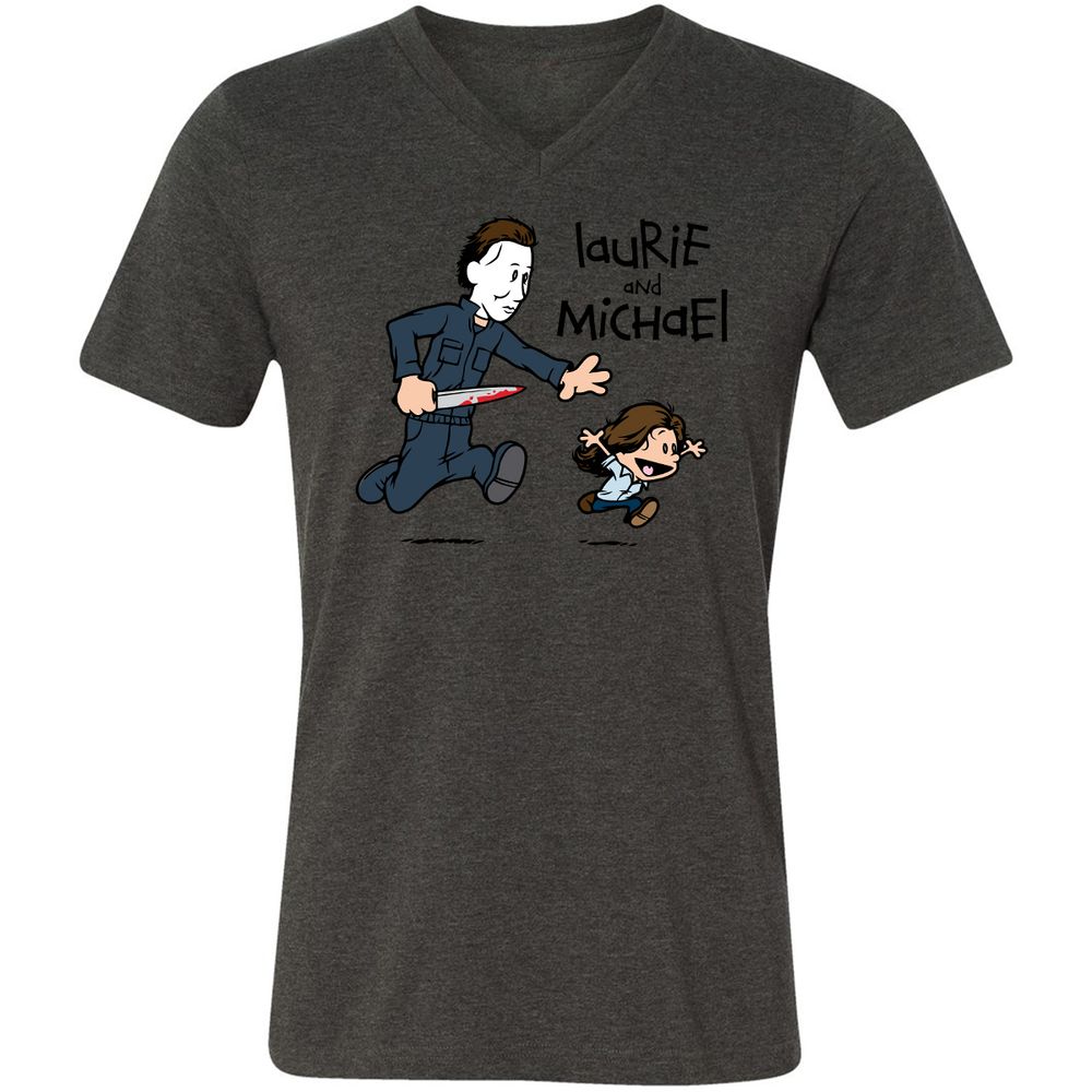 Unisex V-Neck T-Shirt - XHG1KLZC - Dark Grey Heather - 8