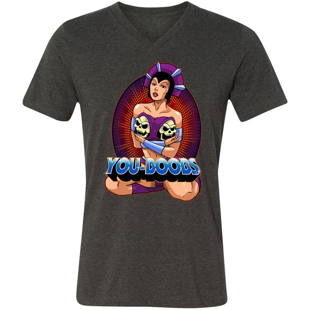 Unisex V-Neck T-Shirt - 829VQMD3 - Dark Grey Heather - 8