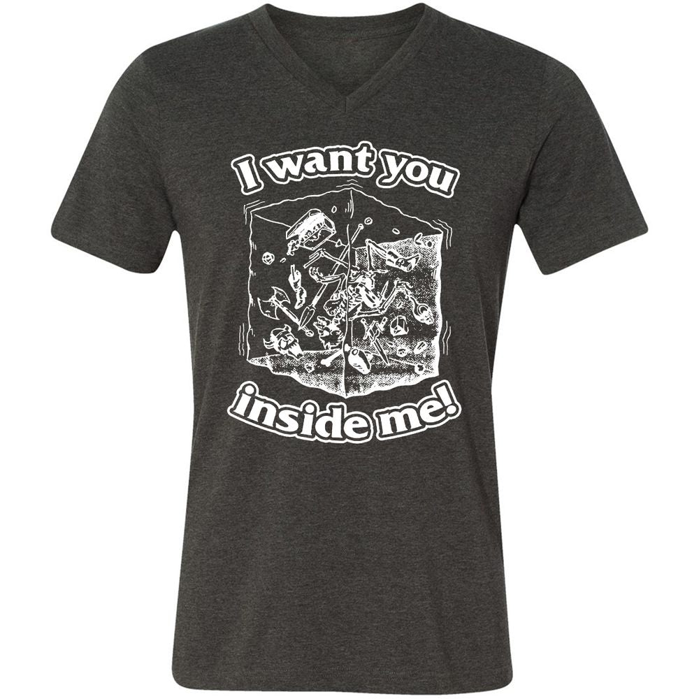 Unisex V-Neck T-Shirt - 3ANWMR1T - Dark Grey Heather - 8