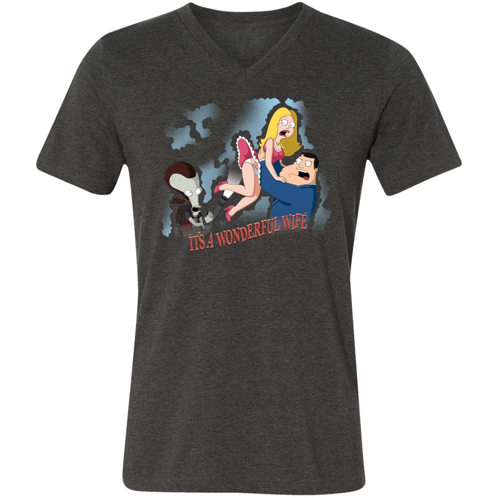 Unisex V-Neck T-Shirt - SVUM5427 - Dark Grey Heather - 8
