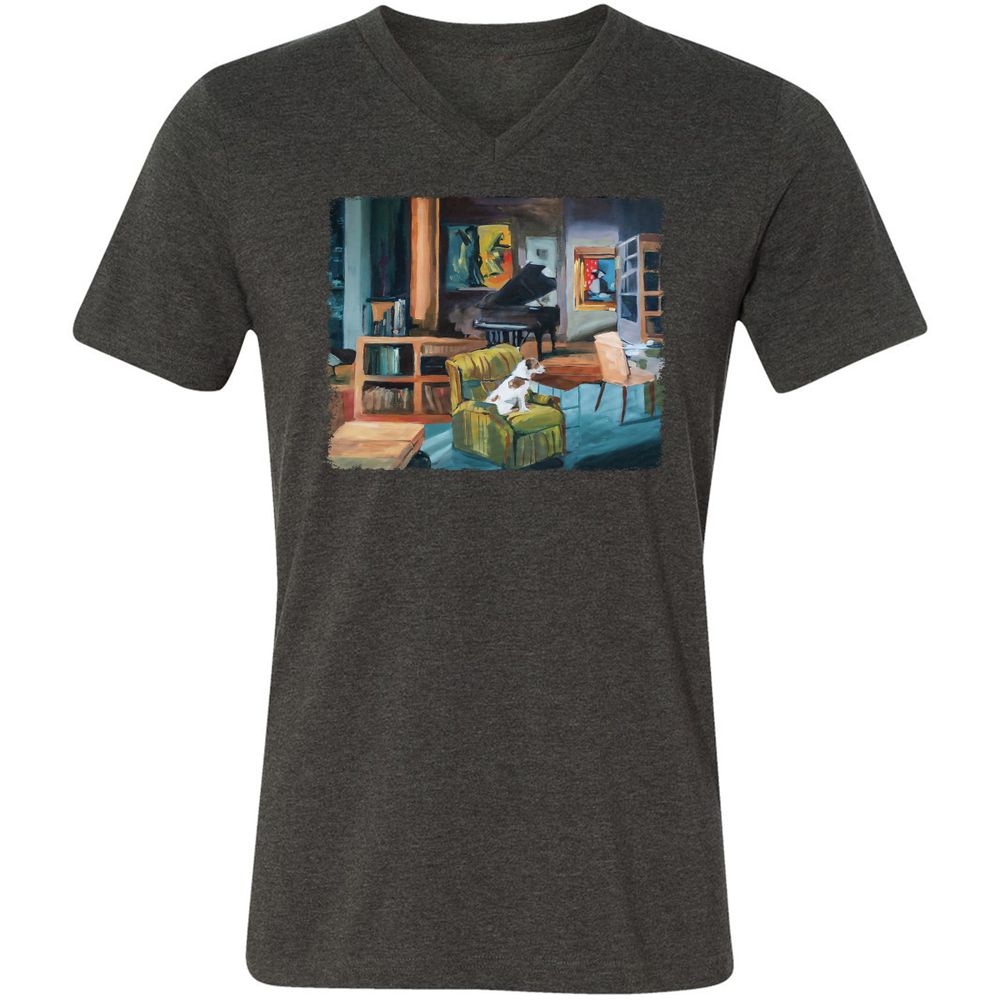 Unisex V-Neck T-Shirt - 4ZWWBKKG - Dark Grey Heather - 8