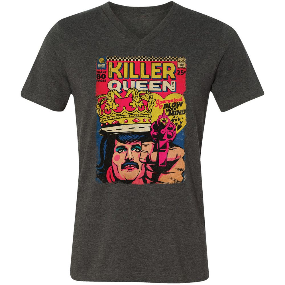 Unisex V-Neck T-Shirt - 919DA3VK - Dark Grey Heather - 8