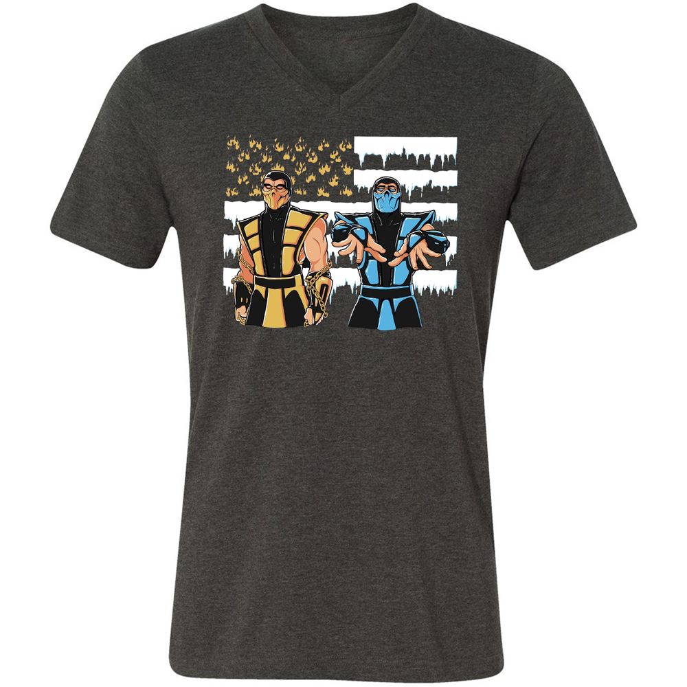 Unisex V-Neck T-Shirt - 7Y214UWY - Dark Grey Heather - 8