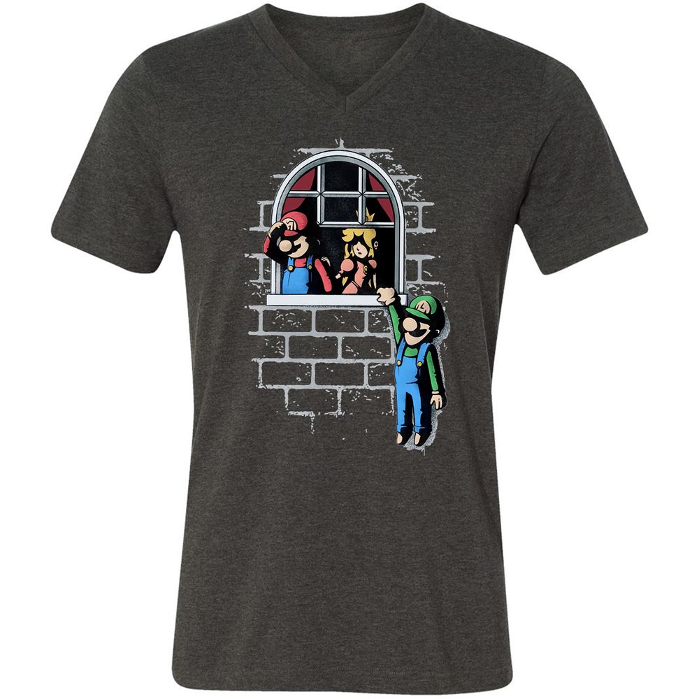 Unisex V-Neck T-Shirt - CBV7YKQQ - Dark Grey Heather - 8