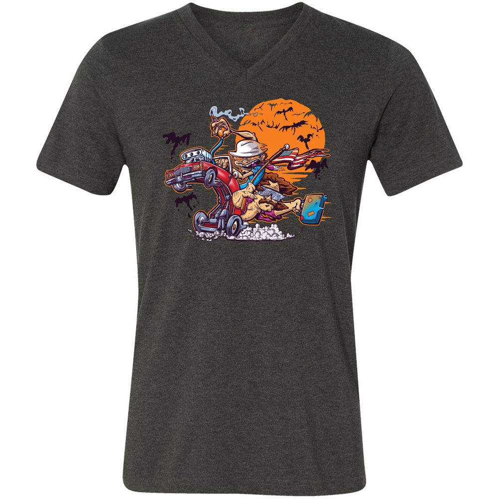 Unisex V-Neck T-Shirt - KZKCJ1RN - Dark Grey Heather - 8