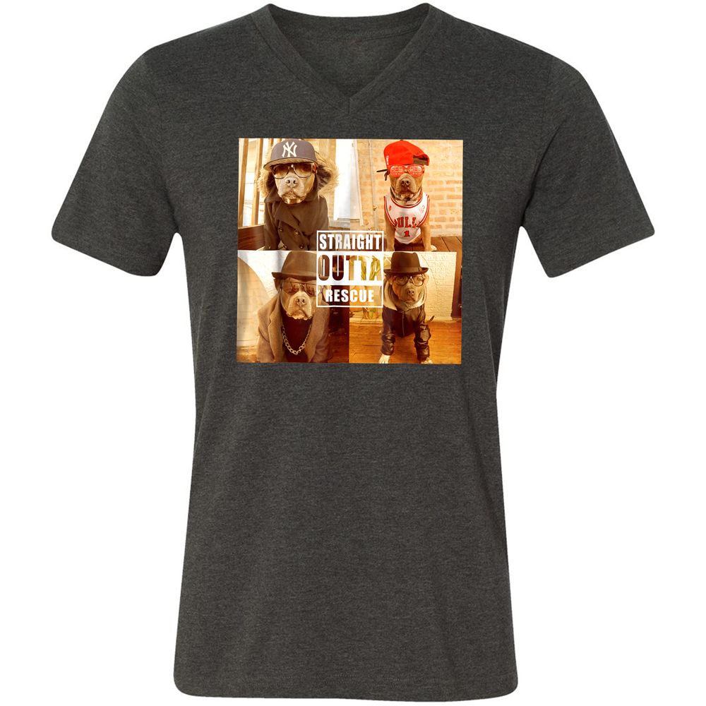 Unisex V-Neck T-Shirt - PYQ6PKWF - Dark Grey Heather - 8