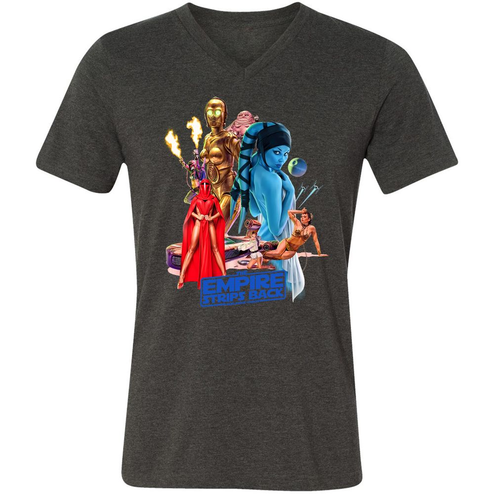 Unisex V-Neck T-Shirt - HRNSACBB - Dark Grey Heather - 8