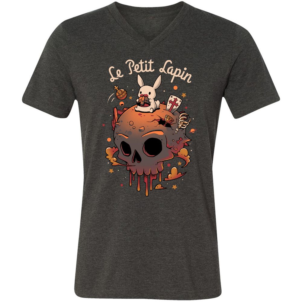 Unisex V-Neck T-Shirt - VDCDRJBV - Dark Grey Heather - 8