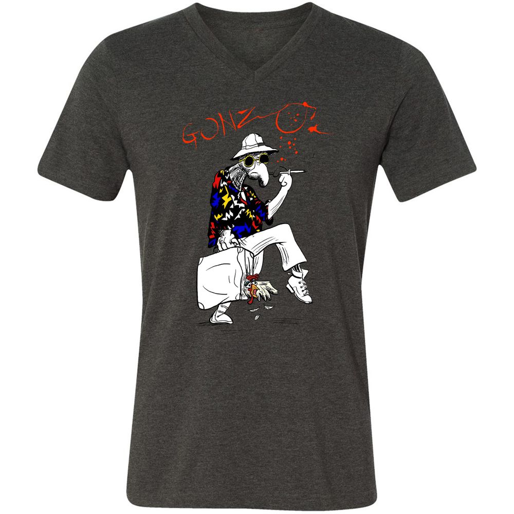 Unisex V-Neck T-Shirt - RSTPRZFC - Dark Grey Heather - 8
