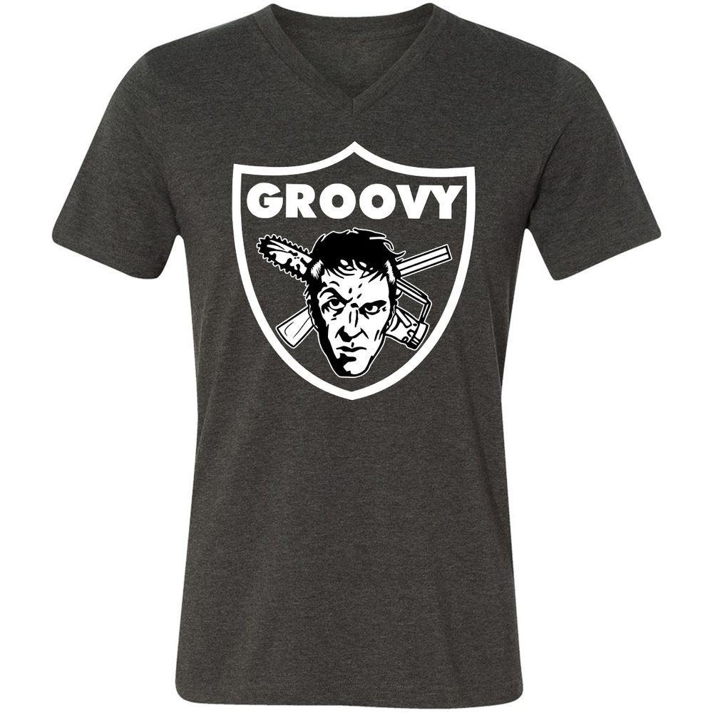 Unisex V-Neck T-Shirt - JSKTWD27 - Dark Grey Heather - 8