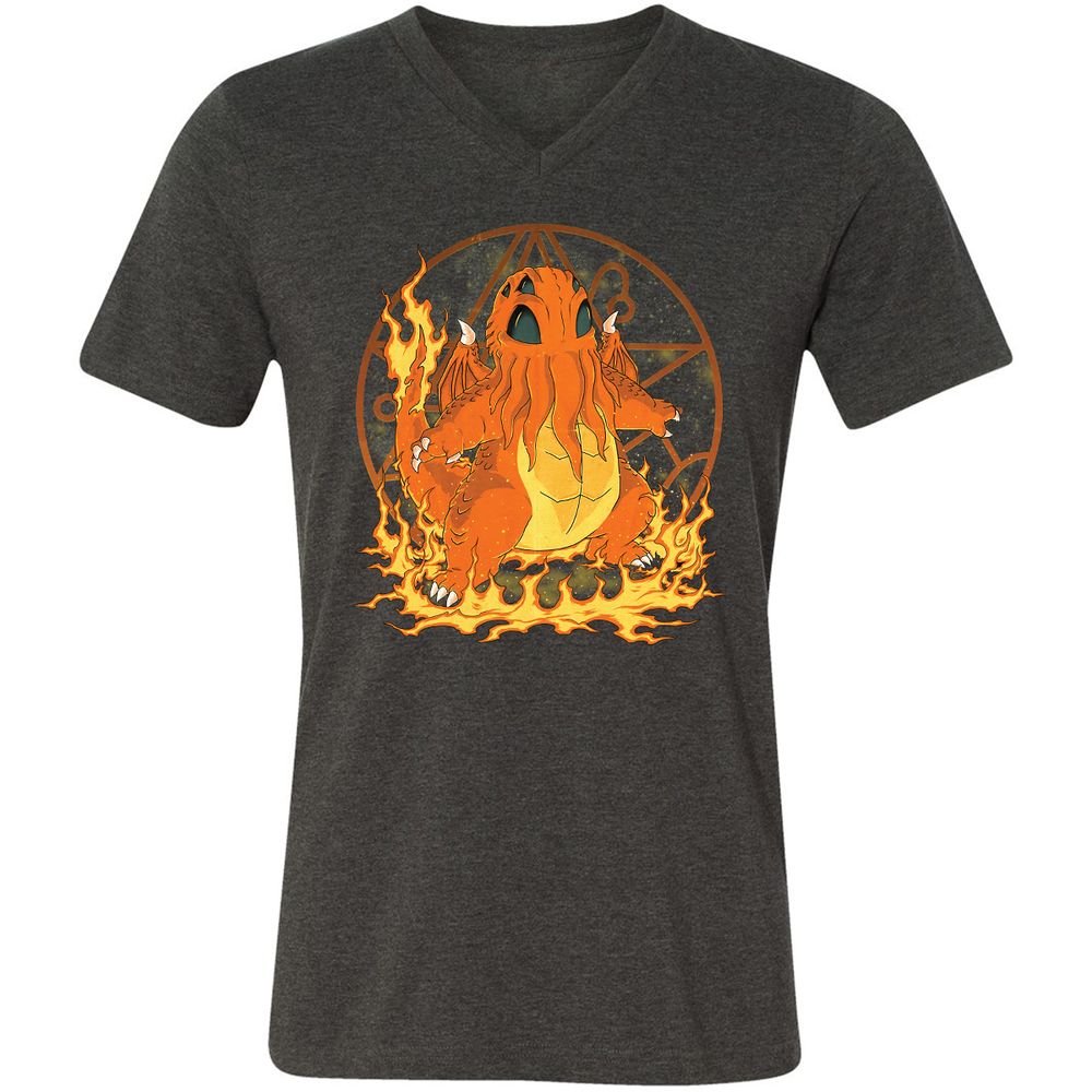 Unisex V-Neck T-Shirt - E8QMTQVZ - Dark Grey Heather - 8