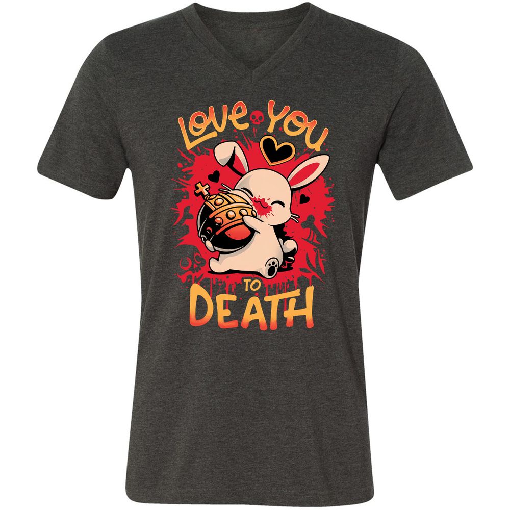 Unisex V-Neck T-Shirt - YKB24ZBM - Dark Grey Heather - 8