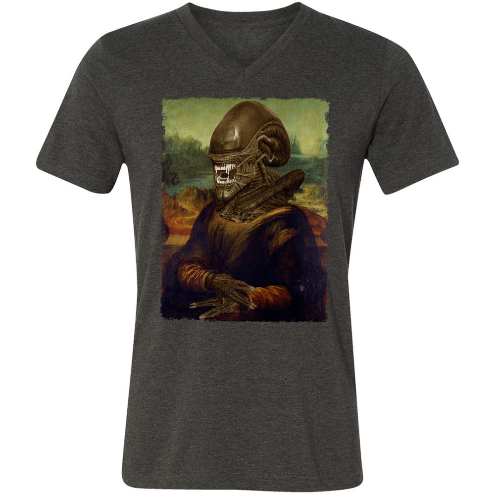 Unisex V-Neck T-Shirt - 1WGK514Y - Dark Grey Heather - 8