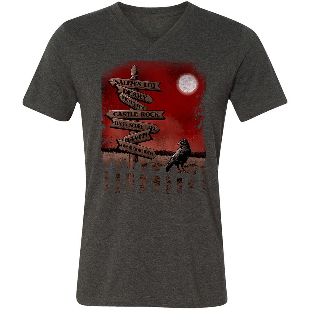 Unisex V-Neck T-Shirt - YWP7WBHF - Dark Grey Heather - 8