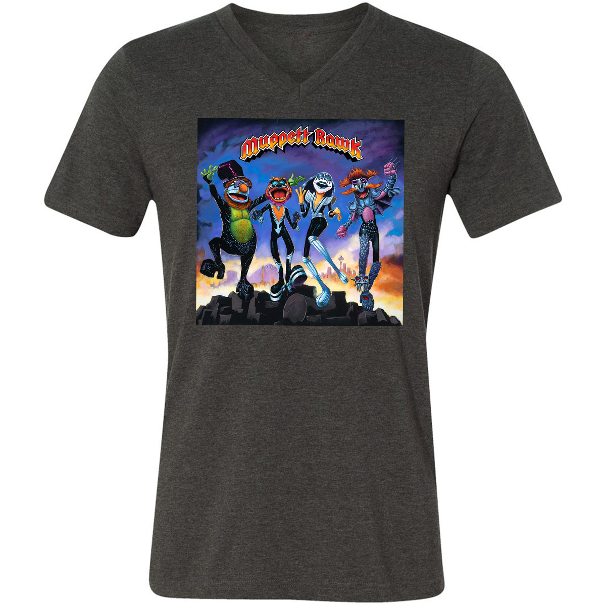 Unisex V-Neck T-Shirt - 69Q75Z5B - Dark Grey Heather - 8