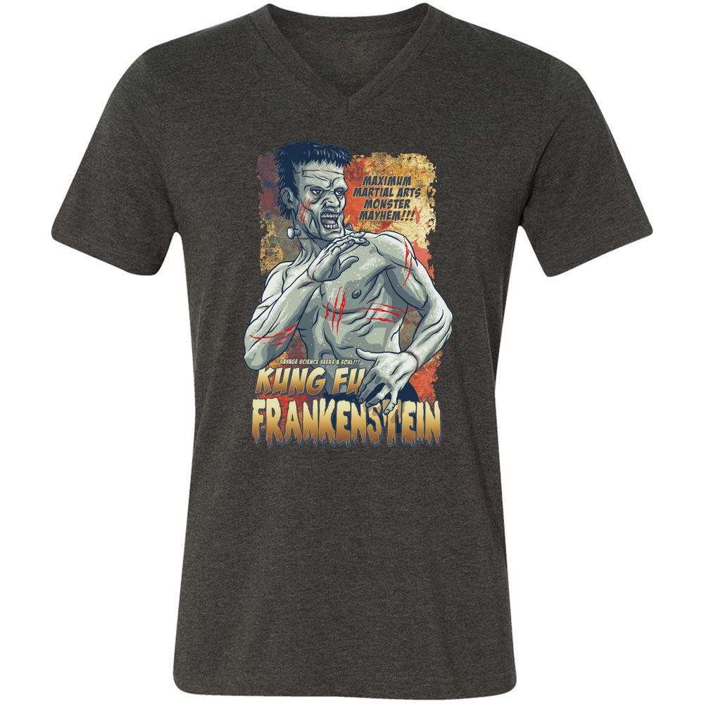 Unisex V-Neck T-Shirt - BL8ZUPR9 - Dark Grey Heather - 8