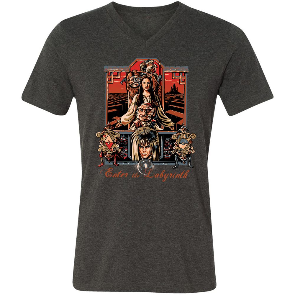 Unisex V-Neck T-Shirt - NWZ79R81 - Dark Grey Heather - 8