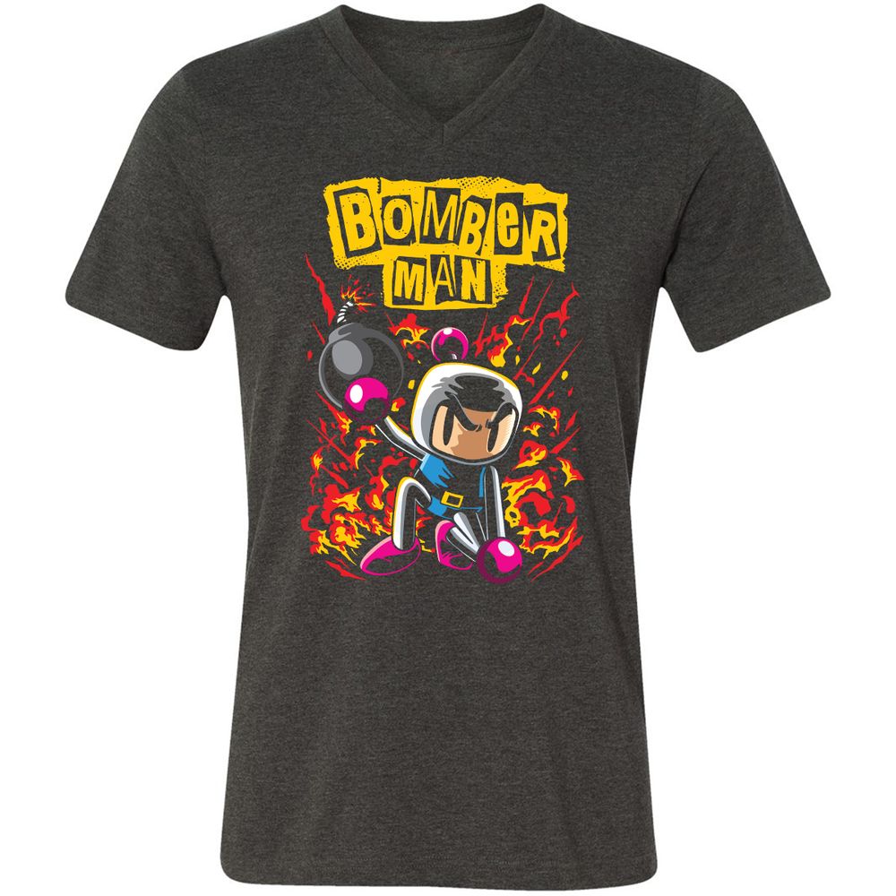 Unisex V-Neck T-Shirt - 7Q7M147A - Dark Grey Heather - 8