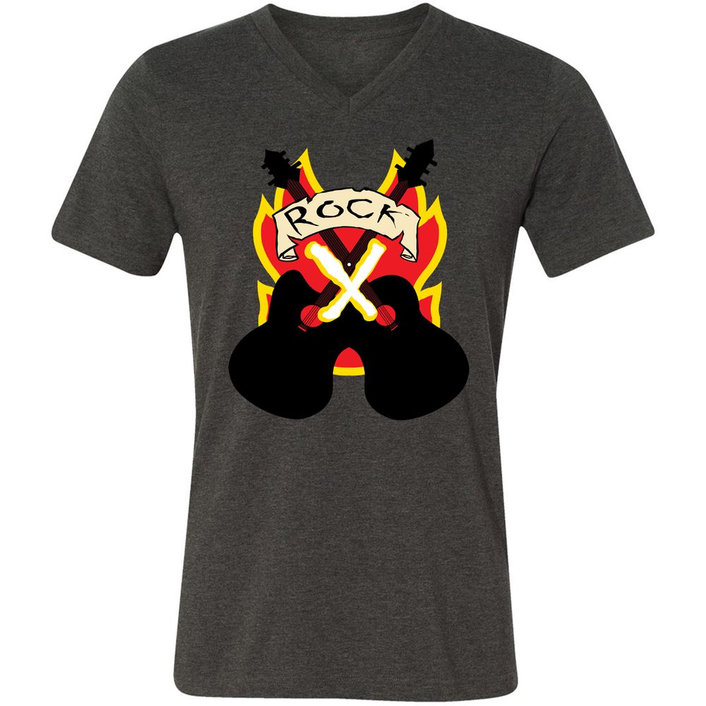 Unisex V-Neck T-Shirt - QAJMSDKZ - Dark Grey Heather - 8