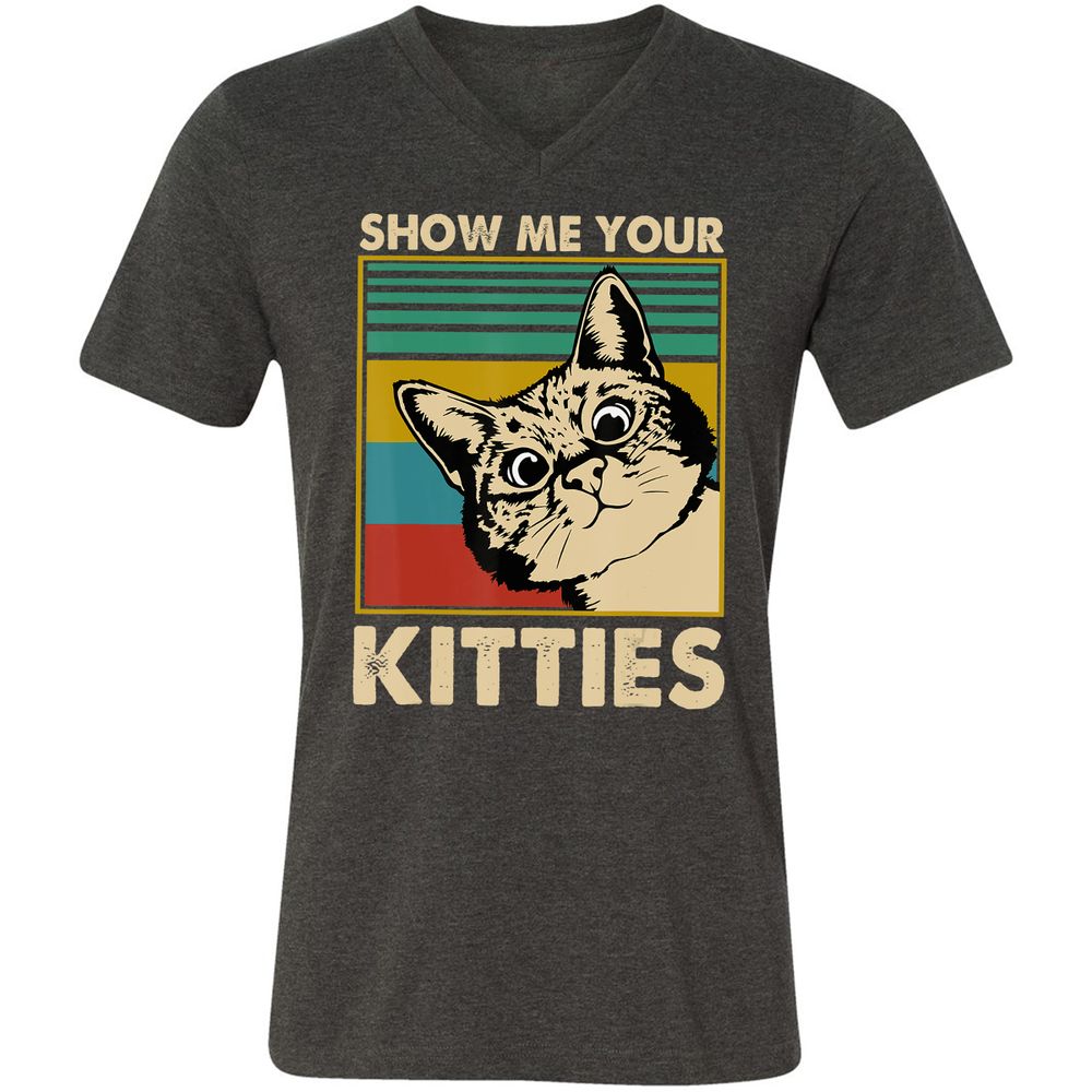 Unisex V-Neck T-Shirt - U6K3JDLX - Dark Grey Heather - 8