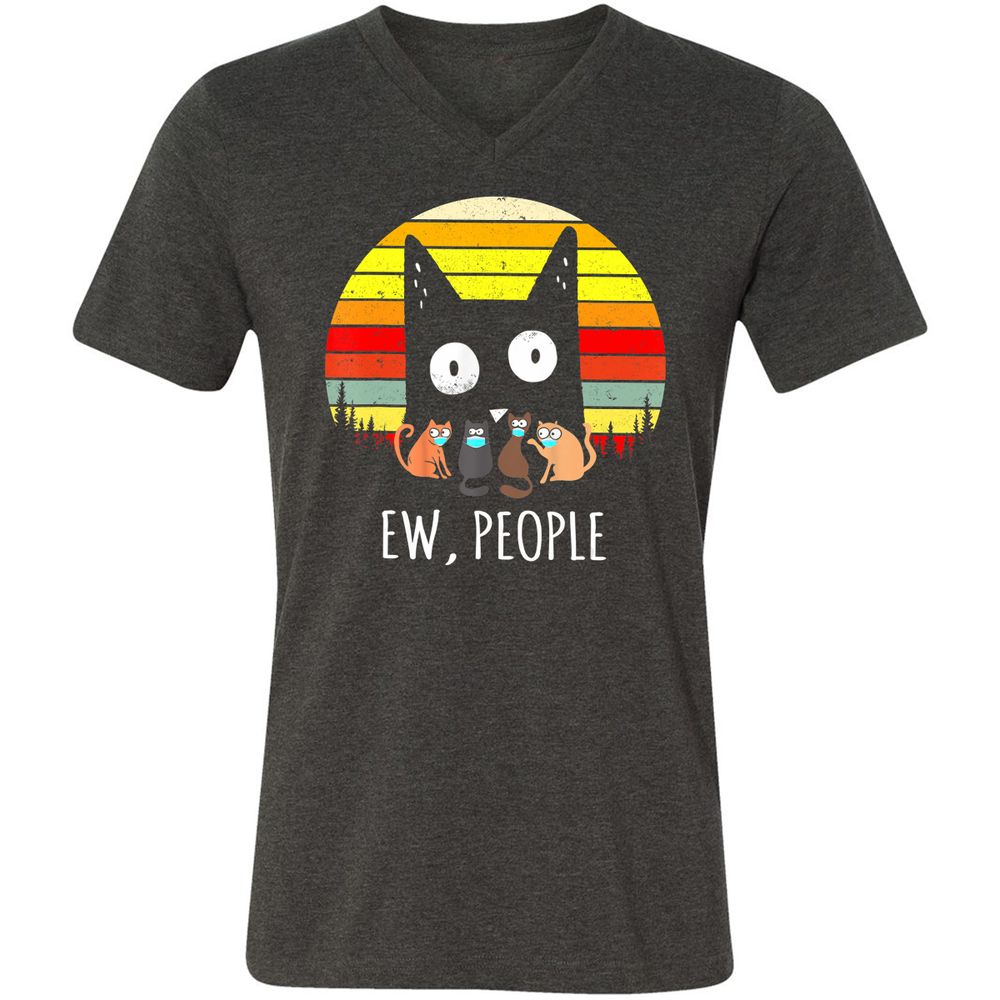 Unisex V-Neck T-Shirt - PRBB1SR2 - Dark Grey Heather - 8