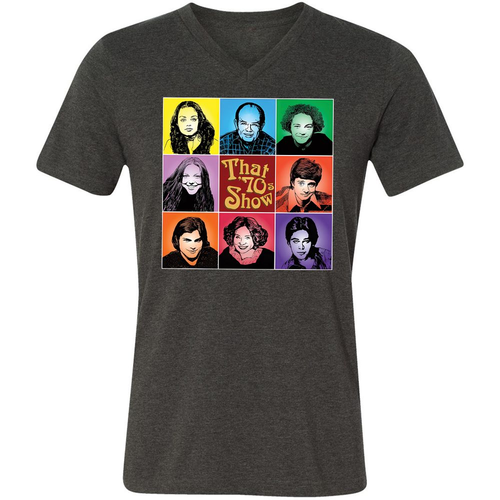 Unisex V-Neck T-Shirt - NLCH58KN - Dark Grey Heather - 8