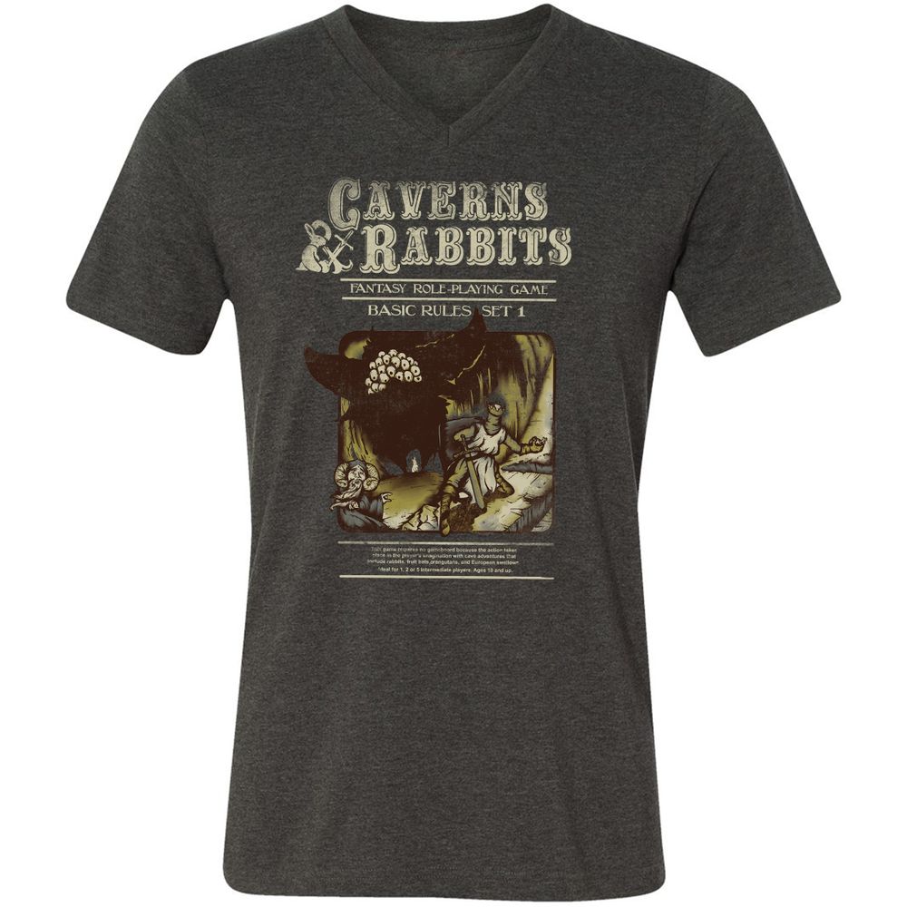 Unisex V-Neck T-Shirt - C7KTRTZF - Dark Grey Heather - 8