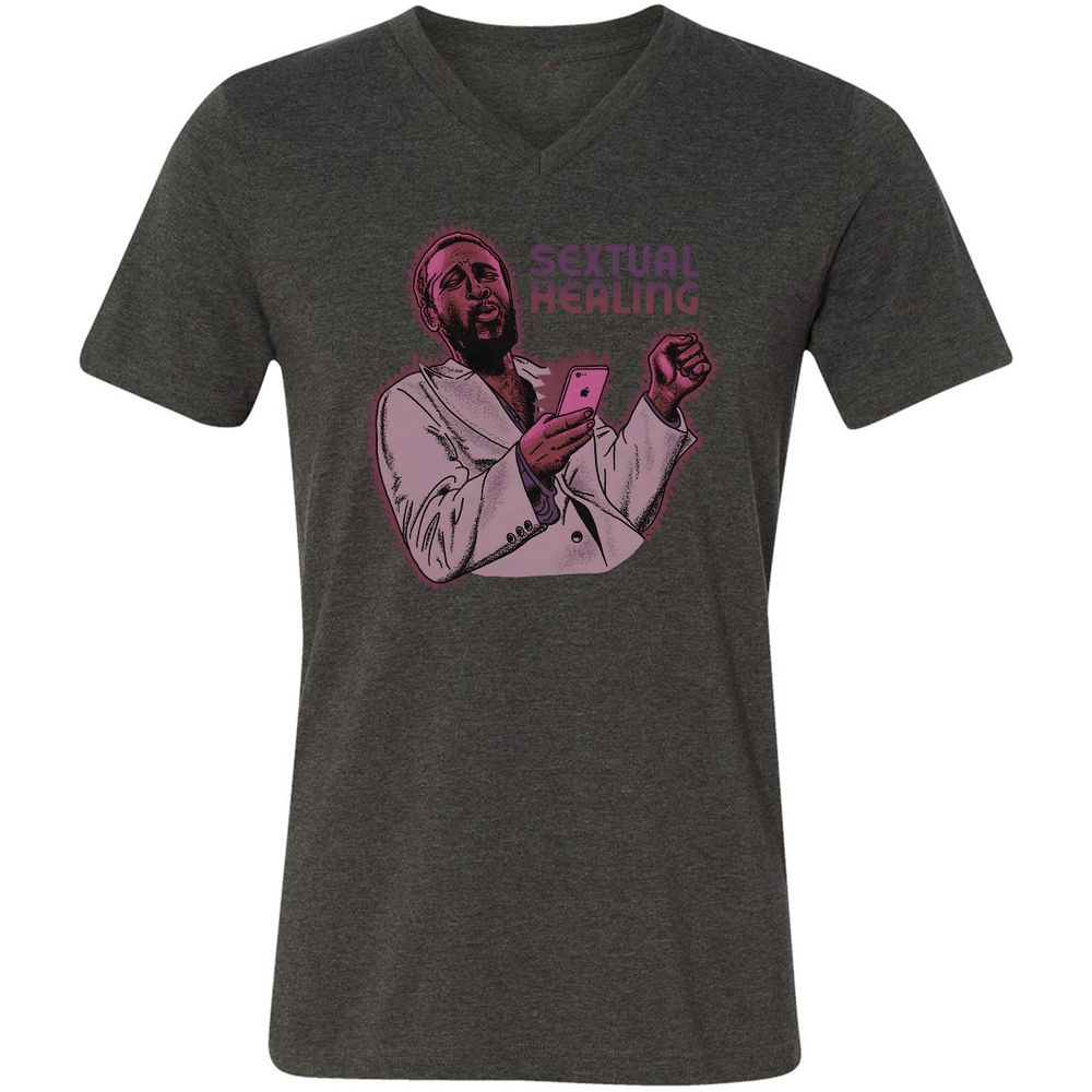 Unisex V-Neck T-Shirt - NC1REZ92 - Dark Grey Heather - 8