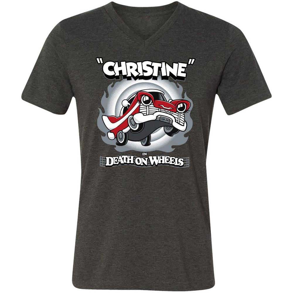 Unisex V-Neck T-Shirt - HTDZKFAT - Dark Grey Heather - 8