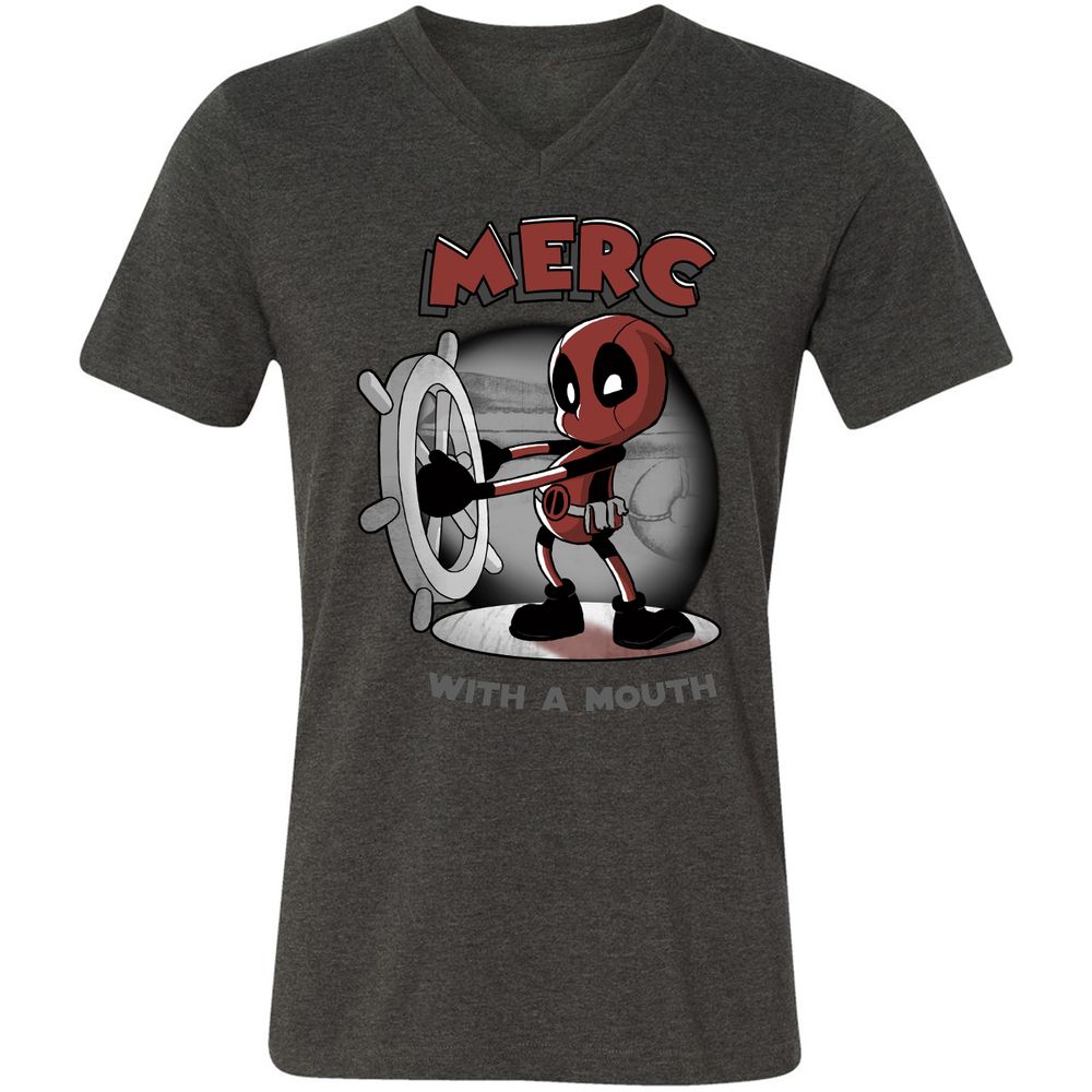 Unisex V-Neck T-Shirt - ARPCGBMZ - Dark Grey Heather - 8