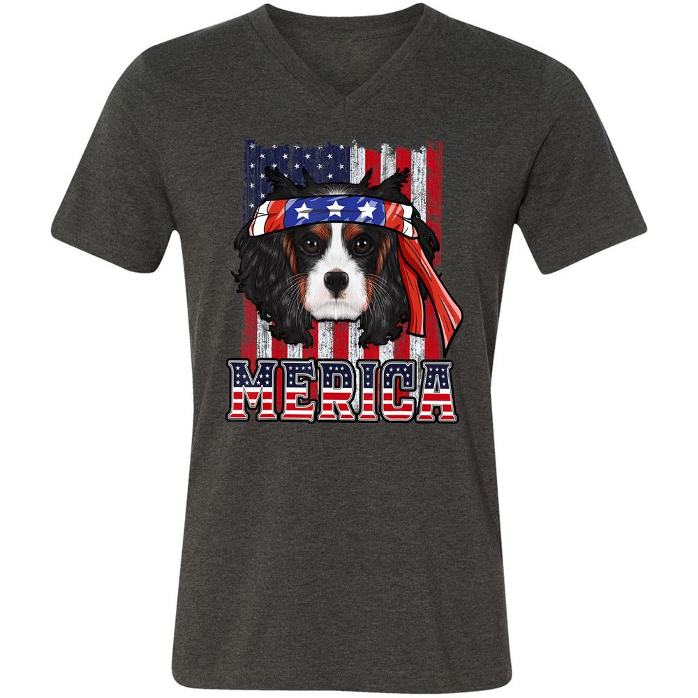 Unisex V-Neck T-Shirt - PRX98J7N - Dark Grey Heather - 8