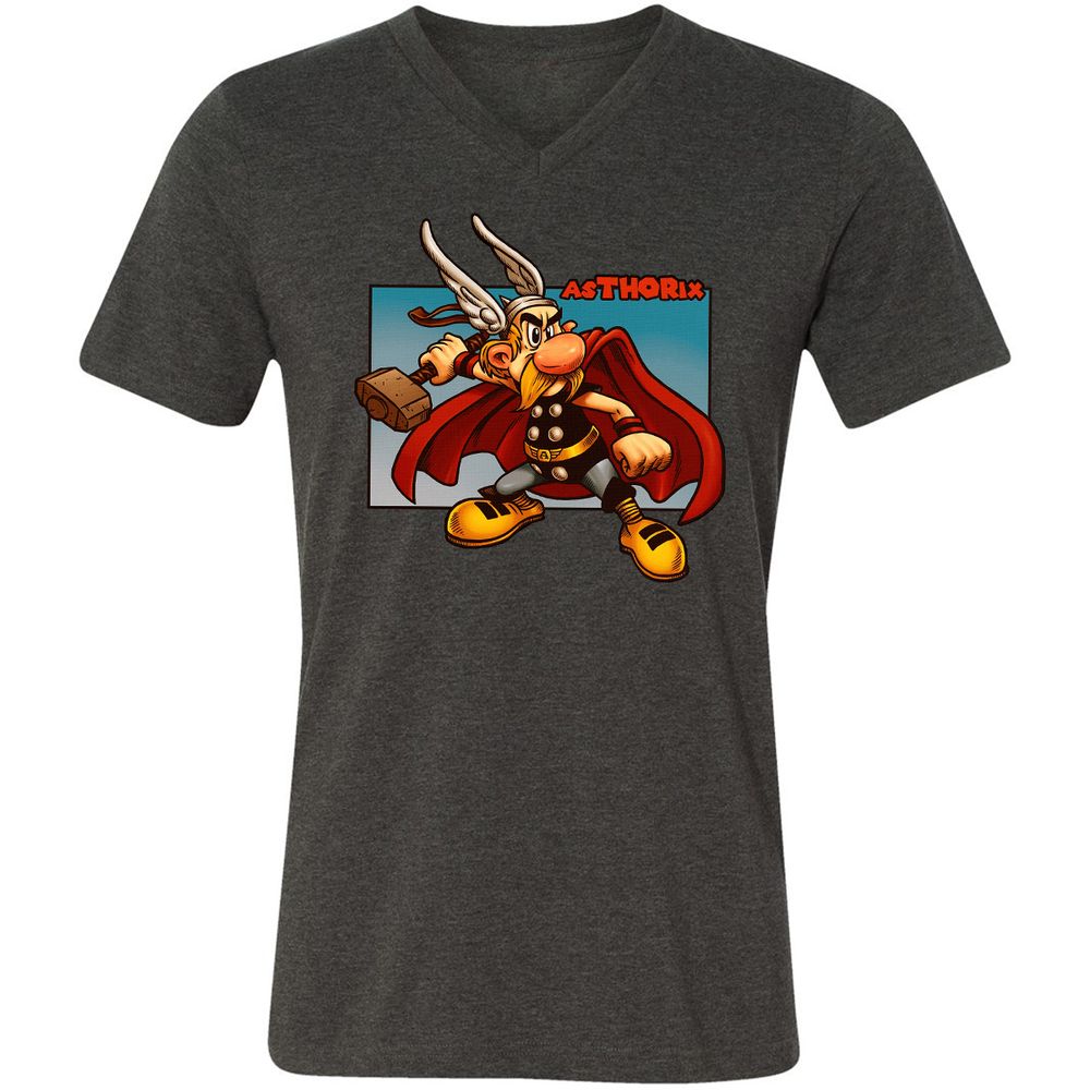 Unisex V-Neck T-Shirt - CK4KJGUY - Dark Grey Heather - 8