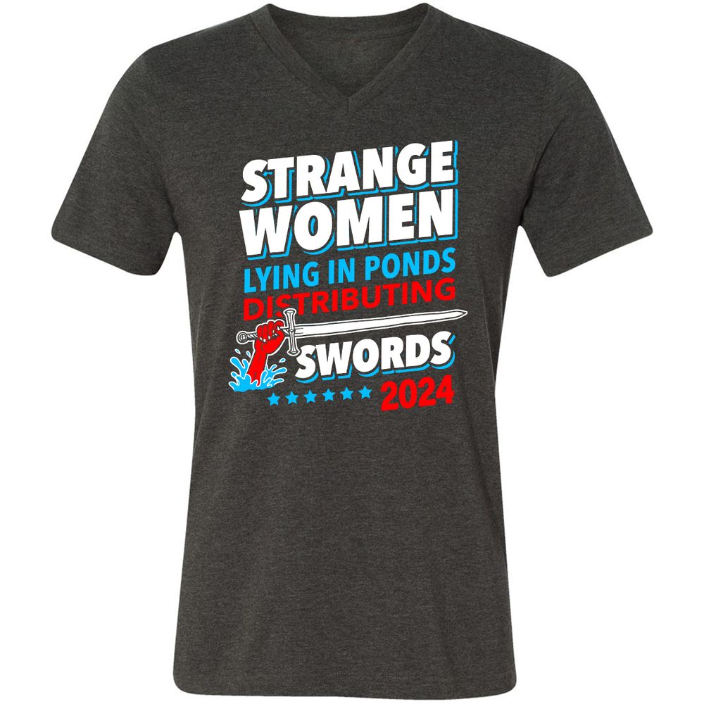 Unisex V-Neck T-Shirt - NBRBET69 - Dark Grey Heather - 8