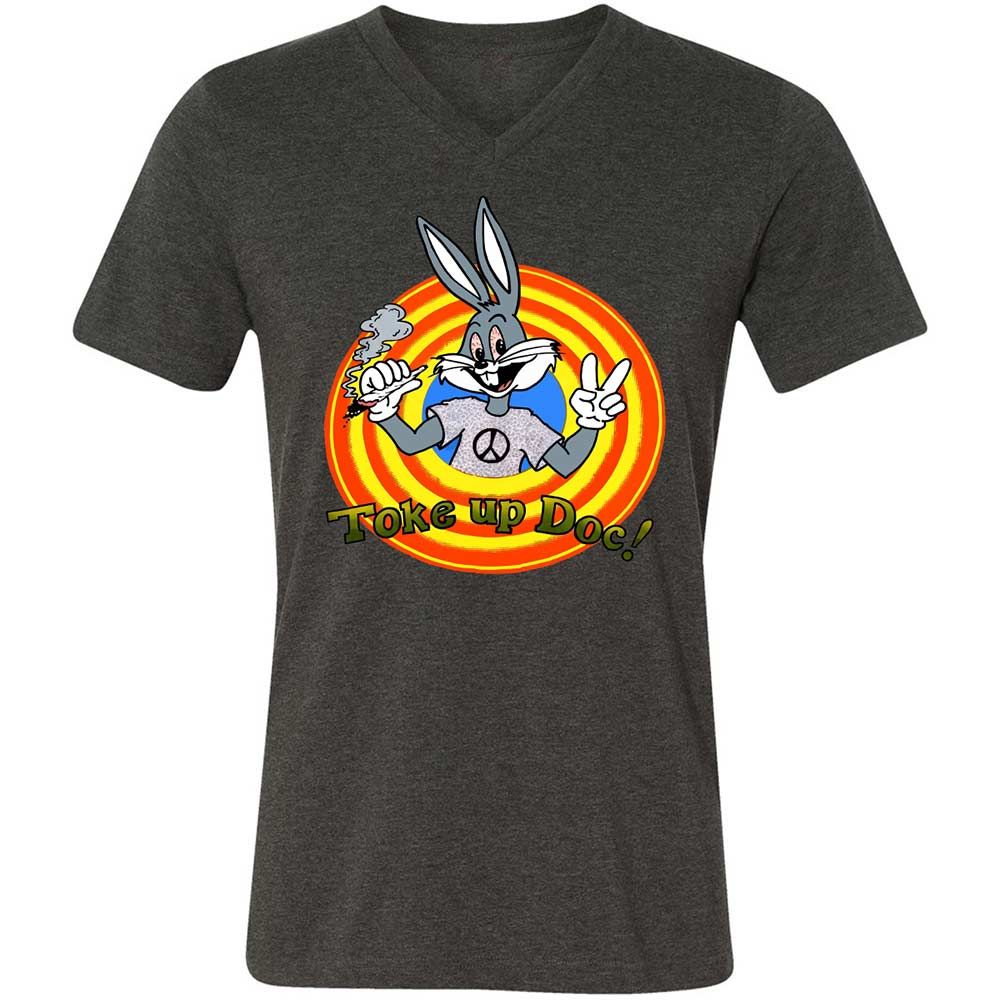 Unisex V-Neck T-Shirt - 3EPG2YFU - Dark Grey Heather - 8