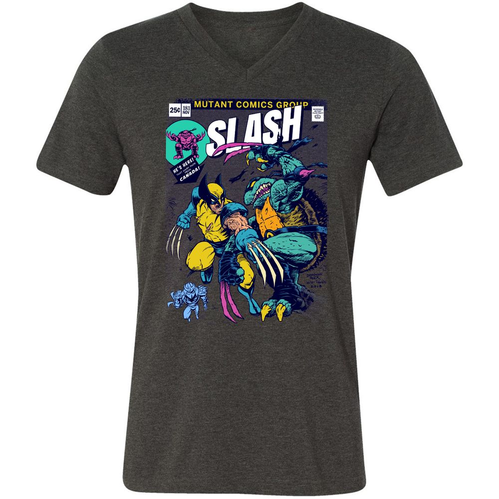 Unisex V-Neck T-Shirt - 9GPXKKDJ - Dark Grey Heather - 8
