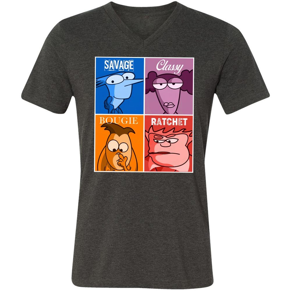 Unisex V-Neck T-Shirt - 4541EUWJ - Dark Grey Heather - 8