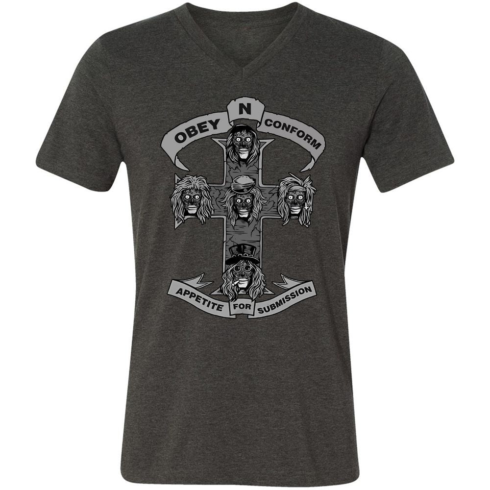 Unisex V-Neck T-Shirt - 83P2CZXJ - Dark Grey Heather - 8