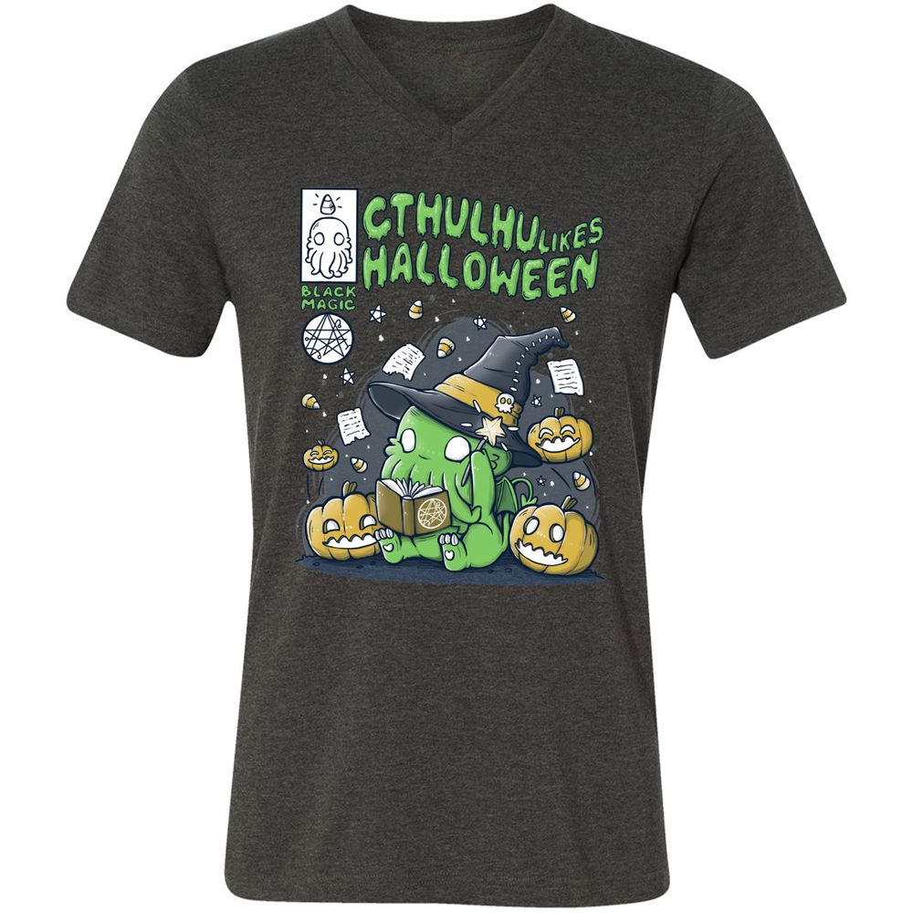 Unisex V-Neck T-Shirt - EGSXQRHN - Dark Grey Heather - 8