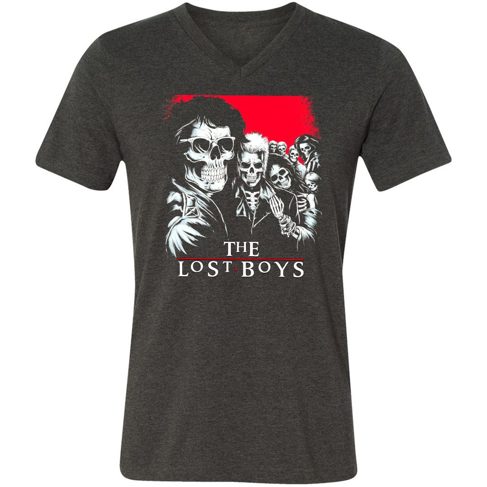 Unisex V-Neck T-Shirt - XEYEBQVQ - Dark Grey Heather - 8