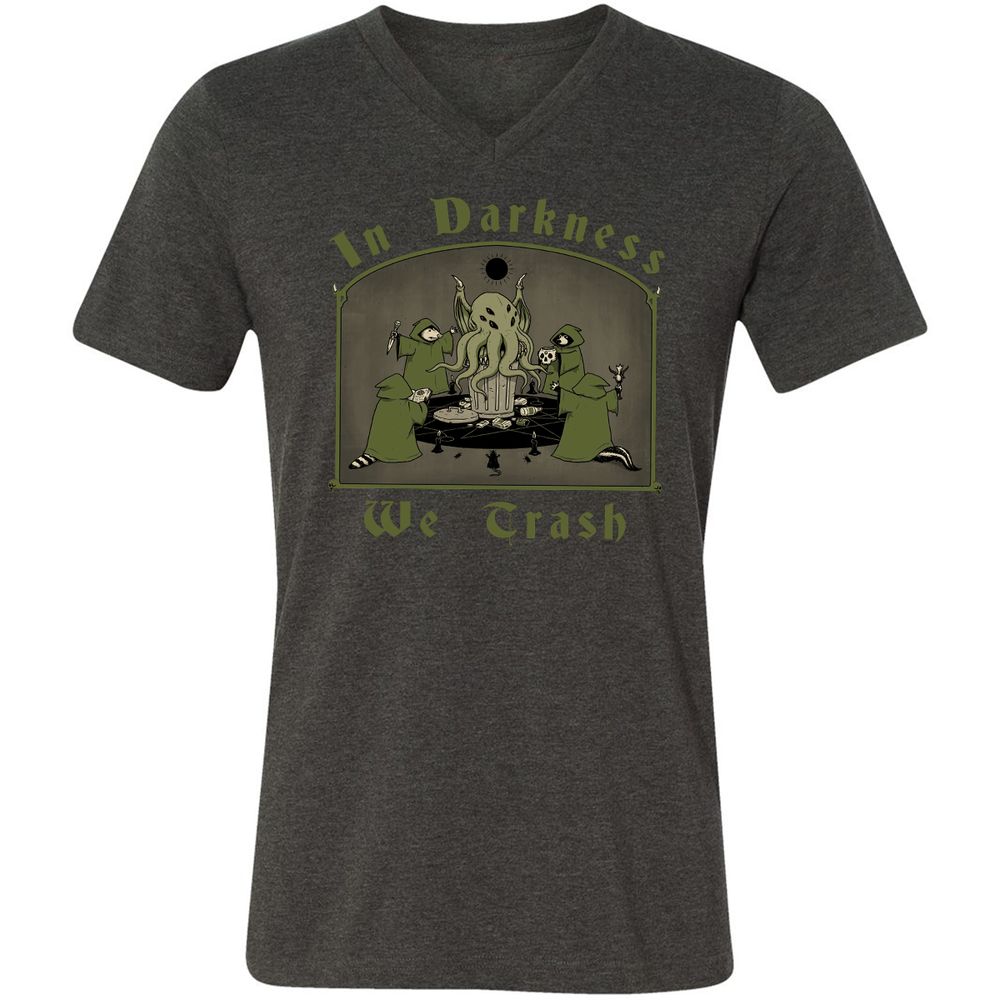 Unisex V-Neck T-Shirt - QNG7V1YQ - Dark Grey Heather - 8