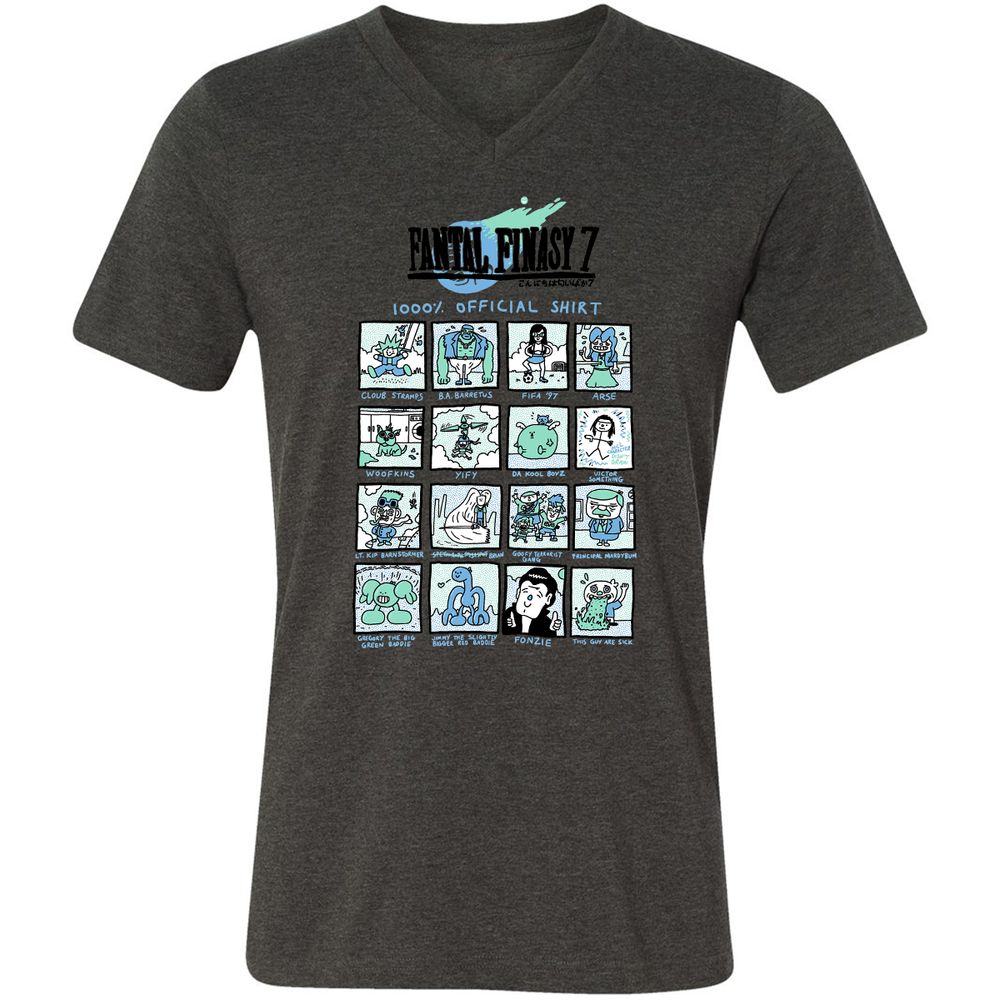 Unisex V-Neck T-Shirt - RRKAWG9L - Dark Grey Heather - 8