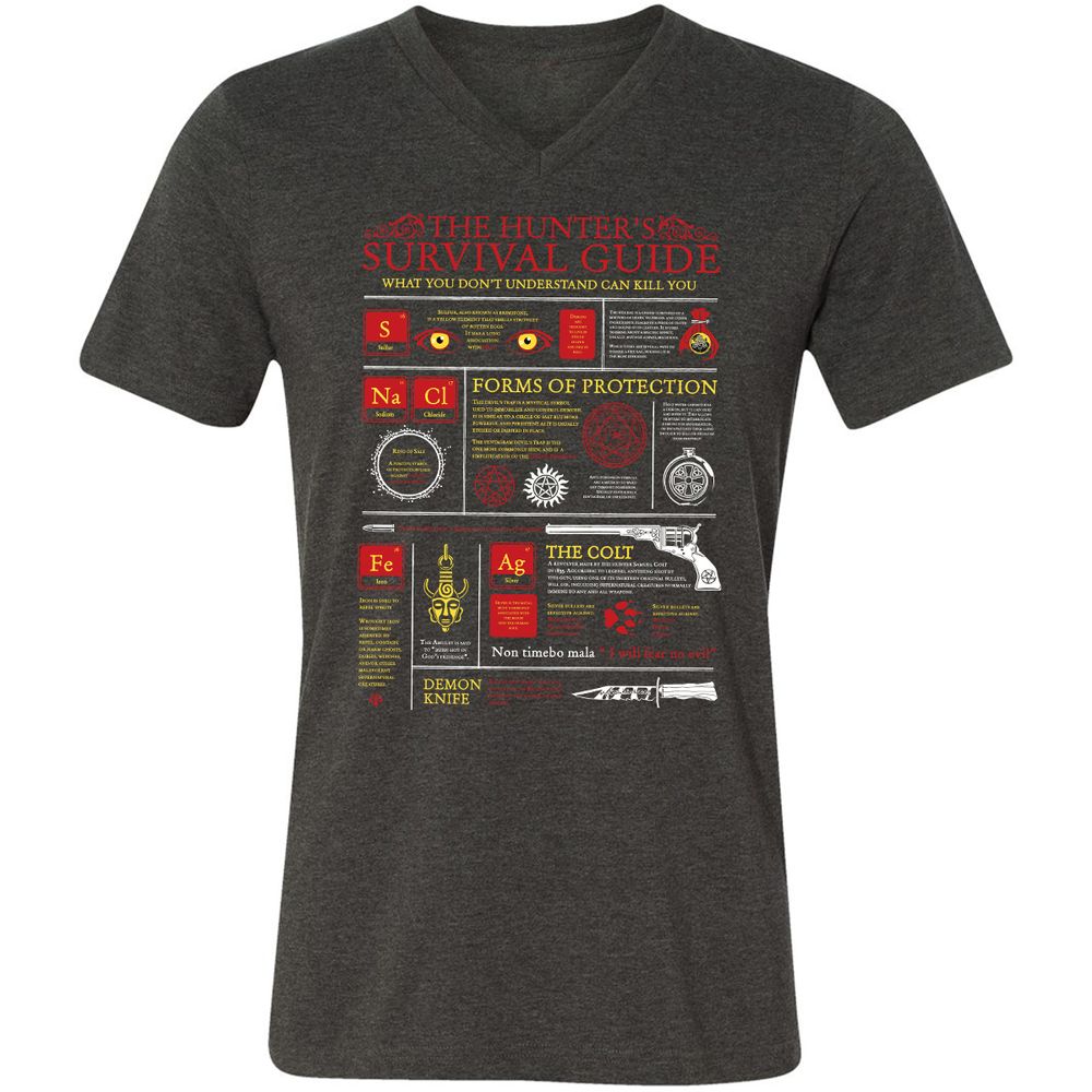 Unisex V-Neck T-Shirt - 674EM5HJ - Dark Grey Heather - 8