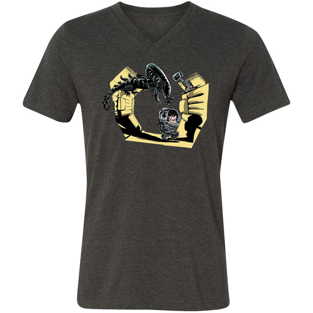 Unisex V-Neck T-Shirt - DRGMET7F - Dark Grey Heather - 8