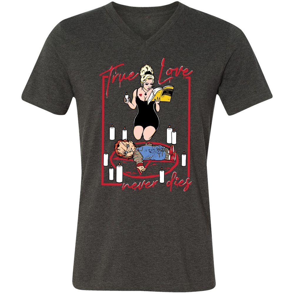 Unisex V-Neck T-Shirt - 2KHUJW56 - Dark Grey Heather - 8