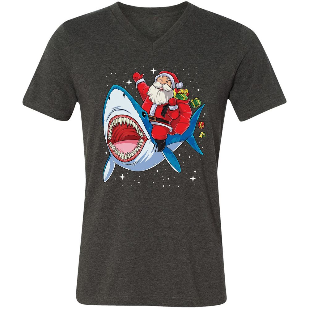 Unisex V-Neck T-Shirt - QE6P68LP - Dark Grey Heather - 8
