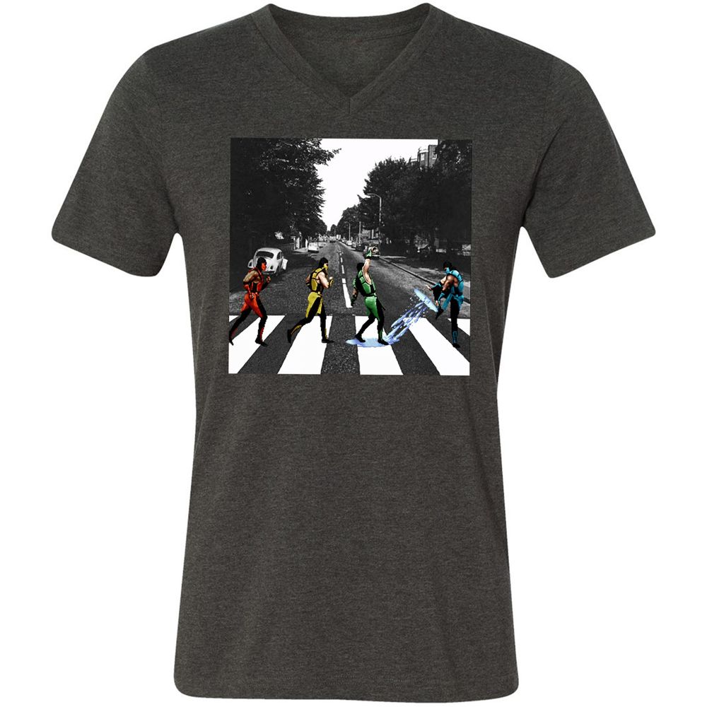 Unisex V-Neck T-Shirt - WGRSL124 - Dark Grey Heather - 8
