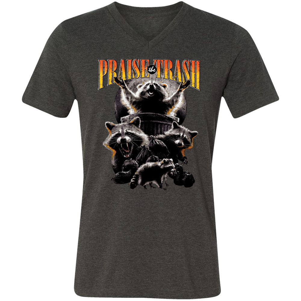 Unisex V-Neck T-Shirt - 14KXGNQQ - Dark Grey Heather - 8