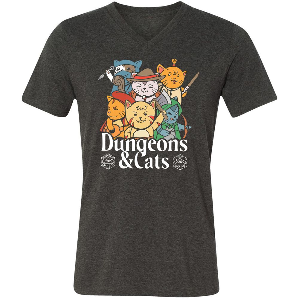 Unisex V-Neck T-Shirt - CUDMLNLW - Dark Grey Heather - 8