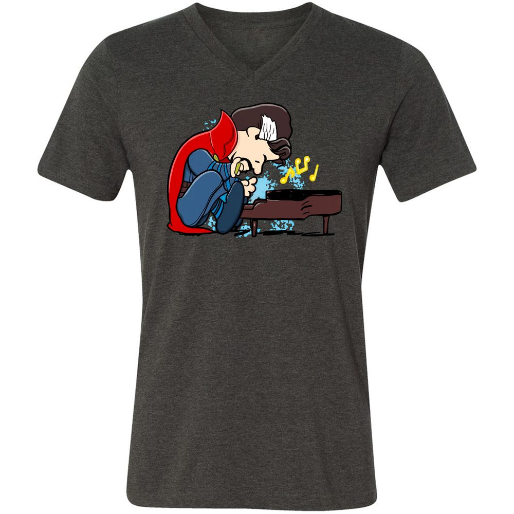 Unisex V-Neck T-Shirt - 4P7THFLG - Dark Grey Heather - 8