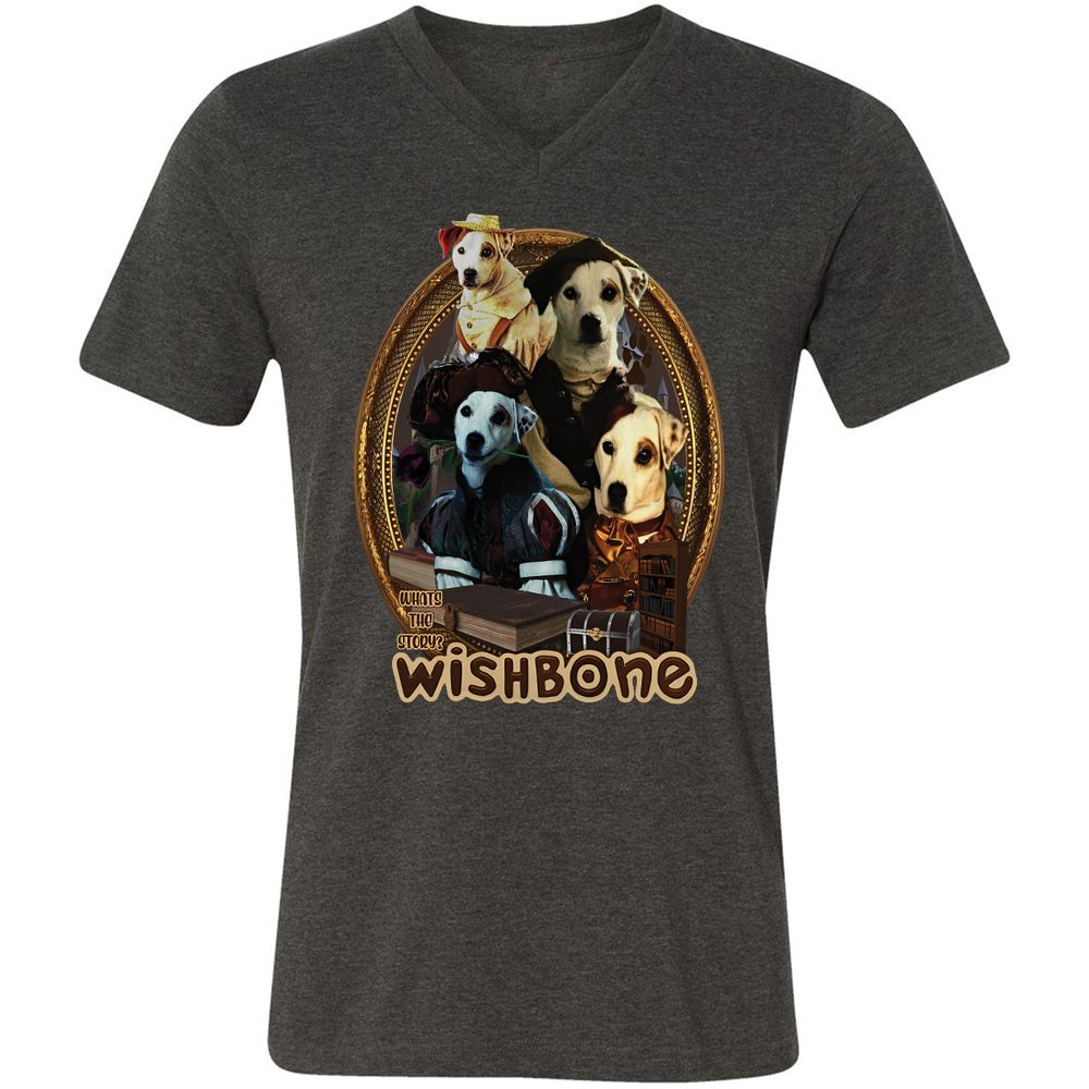 Unisex V-Neck T-Shirt - T66K7YGX - Dark Grey Heather - 8